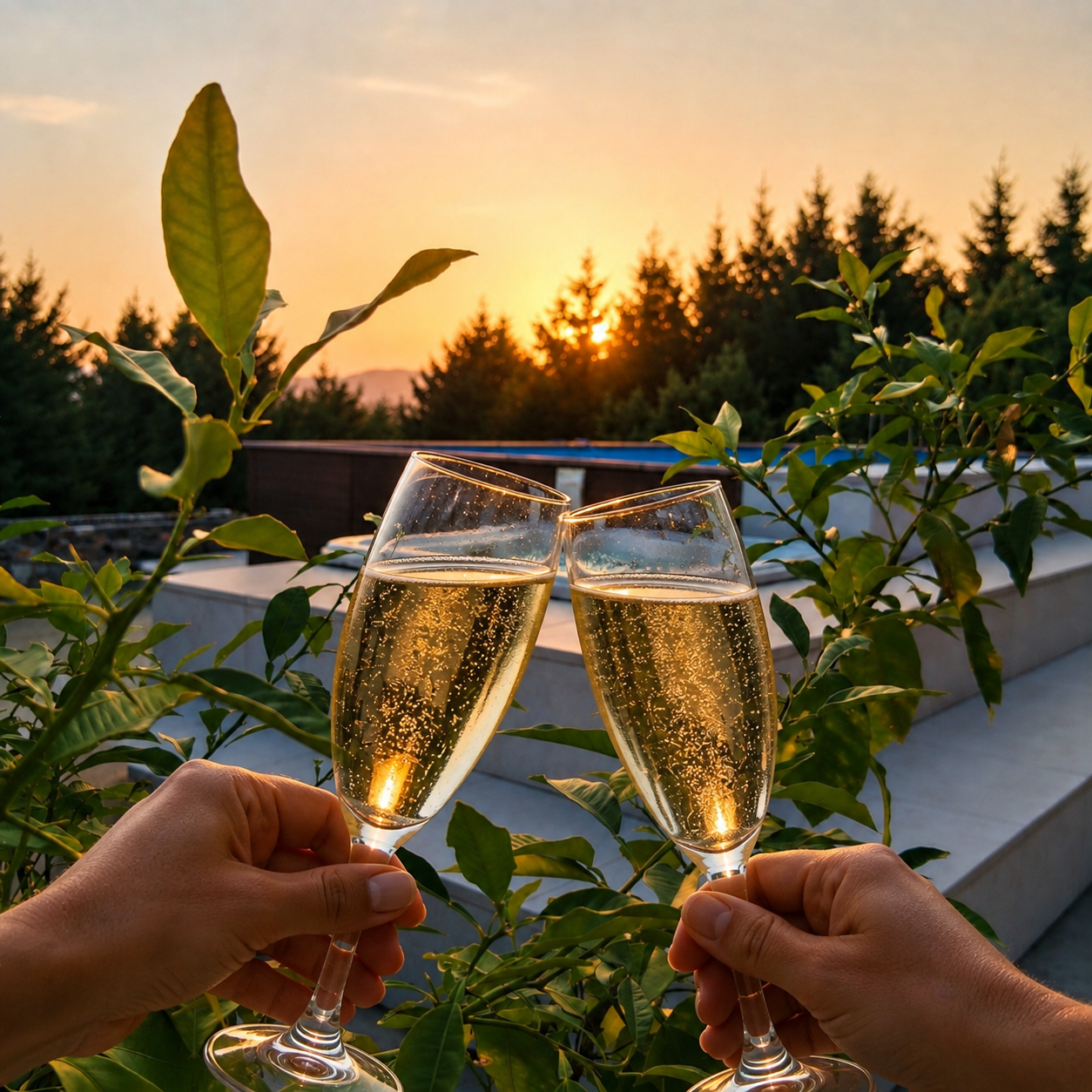 Aperitivo romantico in piscina